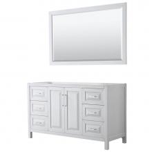 Wyndham Collection WCV252560SWHCXSXXM58 - Daria 60 Inch Single Bathroom Vanity in White, No Countertop, No Sink, and 58 Inch Mirror