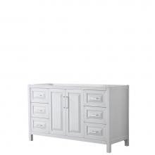 Wyndham Collection WCV252560SWHCXSXXMXX - Daria 60 Inch Single Bathroom Vanity in White, No Countertop, No Sink, and No Mirror