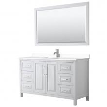 Wyndham Collection WCV252560SWHWCUNSM58 - Daria 60 Inch Single Bathroom Vanity in White, White Cultured Marble Countertop, Undermount Square