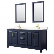 Wyndham Collection WCV252572DBLC2UNSM24 - Daria 72 Inch Double Bathroom Vanity in Dark Blue, Light-Vein Carrara Cultured Marble Countertop,