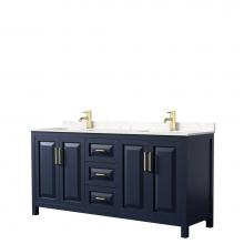 Wyndham Collection WCV252572DBLC2UNSMXX - Daria 72 Inch Double Bathroom Vanity in Dark Blue, Light-Vein Carrara Cultured Marble Countertop,