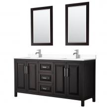 Wyndham Collection WCV252572DDEWCUNSM24 - Daria 72 Inch Double Bathroom Vanity in Dark Espresso, White Cultured Marble Countertop, Undermoun