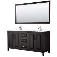 Wyndham Collection WCV252572DDEWCUNSM70 - Daria 72 Inch Double Bathroom Vanity in Dark Espresso, White Cultured Marble Countertop, Undermoun