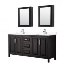 Wyndham Collection WCV252572DDEWCUNSMED - Daria 72 Inch Double Bathroom Vanity in Dark Espresso, White Cultured Marble Countertop, Undermoun