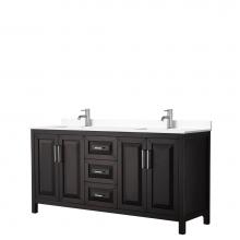 Wyndham Collection WCV252572DDEWCUNSMXX - Daria 72 Inch Double Bathroom Vanity in Dark Espresso, White Cultured Marble Countertop, Undermoun