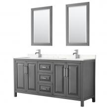 Wyndham Collection WCV252572DKGC2UNSM24 - Daria 72 Inch Double Bathroom Vanity in Dark Gray, Light-Vein Carrara Cultured Marble Countertop,