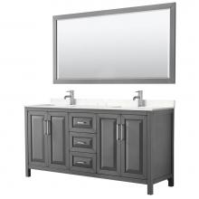 Wyndham Collection WCV252572DKGC2UNSM70 - Daria 72 Inch Double Bathroom Vanity in Dark Gray, Light-Vein Carrara Cultured Marble Countertop,