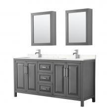 Wyndham Collection WCV252572DKGC2UNSMED - Daria 72 Inch Double Bathroom Vanity in Dark Gray, Light-Vein Carrara Cultured Marble Countertop,