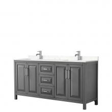 Wyndham Collection WCV252572DKGC2UNSMXX - Daria 72 Inch Double Bathroom Vanity in Dark Gray, Light-Vein Carrara Cultured Marble Countertop,