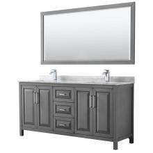 Wyndham Collection WCV252572DKGCMUNSM70 - Daria 72 Inch Double Bathroom Vanity in Dark Gray, White Carrara Marble Countertop, Undermount Squ