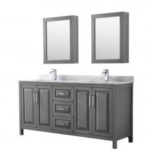 Wyndham Collection WCV252572DKGCMUNSMED - Daria 72 Inch Double Bathroom Vanity in Dark Gray, White Carrara Marble Countertop, Undermount Squ