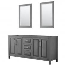 Wyndham Collection WCV252572DKGCXSXXM24 - Daria 72 Inch Double Bathroom Vanity in Dark Gray, No Countertop, No Sink, and 24 Inch Mirrors