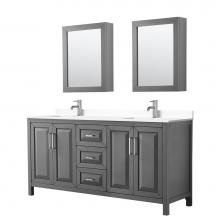 Wyndham Collection WCV252572DKGWCUNSMED - Daria 72 Inch Double Bathroom Vanity in Dark Gray, White Cultured Marble Countertop, Undermount Sq