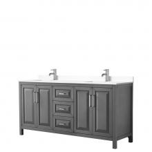 Wyndham Collection WCV252572DKGWCUNSMXX - Daria 72 Inch Double Bathroom Vanity in Dark Gray, White Cultured Marble Countertop, Undermount Sq