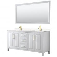 Wyndham Collection WCV252572DWGC2UNSM70 - Daria 72'' Double Bathroom Vanity in White, Light-Vein Carrara Cultured Marble Counterto