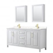 Wyndham Collection WCV252572DWGC2UNSMED - Daria 72'' Double Bathroom Vanity in White, Light-Vein Carrara Cultured Marble Counterto