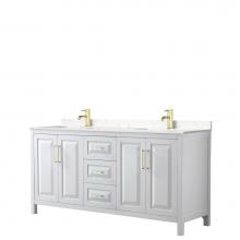 Wyndham Collection WCV252572DWGC2UNSMXX - Daria 72 Inch Double Bathroom Vanity in White, Light-Vein Carrara Cultured Marble Countertop, Unde