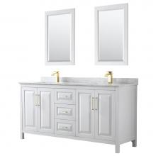 Wyndham Collection WCV252572DWGCMUNSM24 - Daria 72 Inch Double Bathroom Vanity in White, White Carrara Marble Countertop, Undermount Square