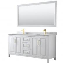 Wyndham Collection WCV252572DWGCMUNSM70 - Daria 72 Inch Double Bathroom Vanity in White, White Carrara Marble Countertop, Undermount Square