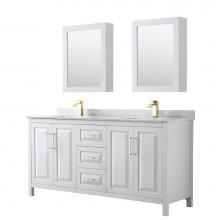 Wyndham Collection WCV252572DWGCMUNSMED - Daria 72 Inch Double Bathroom Vanity in White, White Carrara Marble Countertop, Undermount Square