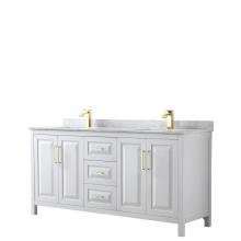 Wyndham Collection WCV252572DWGCMUNSMXX - Daria 72 Inch Double Bathroom Vanity in White, White Carrara Marble Countertop, Undermount Square