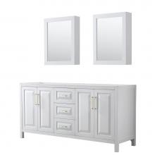 Wyndham Collection WCV252572DWGCXSXXMED - Daria 72 Inch Double Bathroom Vanity in White, No Countertop, No Sink, Medicine Cabinets, Brushed