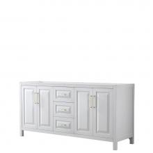 Wyndham Collection WCV252572DWGCXSXXMXX - Daria 72 Inch Double Bathroom Vanity in White, No Countertop, No Sink, Brushed Gold Trim