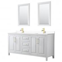 Wyndham Collection WCV252572DWGWCUNSM24 - Daria 72 Inch Double Bathroom Vanity in White, White Cultured Marble Countertop, Undermount Square