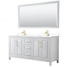 Wyndham Collection WCV252572DWGWCUNSM70 - Daria 72 Inch Double Bathroom Vanity in White, White Cultured Marble Countertop, Undermount Square