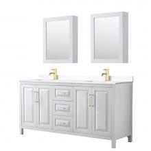 Wyndham Collection WCV252572DWGWCUNSMED - Daria 72 Inch Double Bathroom Vanity in White, White Cultured Marble Countertop, Undermount Square