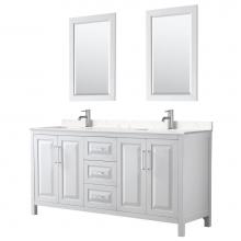 Wyndham Collection WCV252572DWHC2UNSM24 - Daria 72 Inch Double Bathroom Vanity in White, Light-Vein Carrara Cultured Marble Countertop, Unde