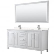 Wyndham Collection WCV252572DWHC2UNSM70 - Daria 72 Inch Double Bathroom Vanity in White, Light-Vein Carrara Cultured Marble Countertop, Unde