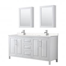 Wyndham Collection WCV252572DWHC2UNSMED - Daria 72 Inch Double Bathroom Vanity in White, Light-Vein Carrara Cultured Marble Countertop, Unde