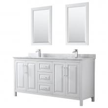 Wyndham Collection WCV252572DWHCMUNSM24 - Daria 72 Inch Double Bathroom Vanity in White, White Carrara Marble Countertop, Undermount Square