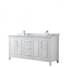 Wyndham Collection WCV252572DWHCMUNSMXX - Daria 72 Inch Double Bathroom Vanity in White, White Carrara Marble Countertop, Undermount Square