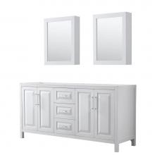 Wyndham Collection WCV252572DWHCXSXXMED - Daria 72 Inch Double Bathroom Vanity in White, No Countertop, No Sink, and Medicine Cabinets