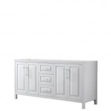 Wyndham Collection WCV252572DWHCXSXXMXX - Daria 72 Inch Double Bathroom Vanity in White, No Countertop, No Sink, and No Mirror