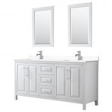 Wyndham Collection WCV252572DWHWCUNSM24 - Daria 72 Inch Double Bathroom Vanity in White, White Cultured Marble Countertop, Undermount Square