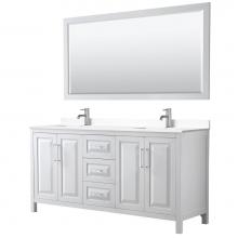 Wyndham Collection WCV252572DWHWCUNSM70 - Daria 72 Inch Double Bathroom Vanity in White, White Cultured Marble Countertop, Undermount Square