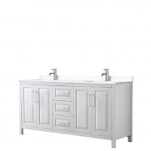 Wyndham Collection WCV252572DWHWCUNSMXX - Daria 72 Inch Double Bathroom Vanity in White, White Cultured Marble Countertop, Undermount Square