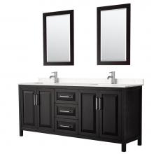 Wyndham Collection WCV252580DDEC2UNSM24 - Daria 80 Inch Double Bathroom Vanity in Dark Espresso, Light-Vein Carrara Cultured Marble Countert