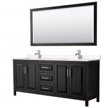 Wyndham Collection WCV252580DDEC2UNSM70 - Daria 80 Inch Double Bathroom Vanity in Dark Espresso, Light-Vein Carrara Cultured Marble Countert