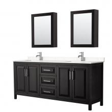 Wyndham Collection WCV252580DDEC2UNSMED - Daria 80 Inch Double Bathroom Vanity in Dark Espresso, Light-Vein Carrara Cultured Marble Countert