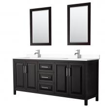 Wyndham Collection WCV252580DDEWCUNSM24 - Daria 80 Inch Double Bathroom Vanity in Dark Espresso, White Cultured Marble Countertop, Undermoun