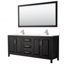 Wyndham Collection WCV252580DDEWCUNSM70 - Daria 80 Inch Double Bathroom Vanity in Dark Espresso, White Cultured Marble Countertop, Undermoun