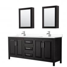 Wyndham Collection WCV252580DDEWCUNSMED - Daria 80 Inch Double Bathroom Vanity in Dark Espresso, White Cultured Marble Countertop, Undermoun