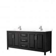 Wyndham Collection WCV252580DDEWCUNSMXX - Daria 80 Inch Double Bathroom Vanity in Dark Espresso, White Cultured Marble Countertop, Undermoun