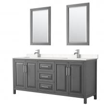 Wyndham Collection WCV252580DKGC2UNSM24 - Daria 80 Inch Double Bathroom Vanity in Dark Gray, Light-Vein Carrara Cultured Marble Countertop,