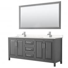 Wyndham Collection WCV252580DKGC2UNSM70 - Daria 80 Inch Double Bathroom Vanity in Dark Gray, Light-Vein Carrara Cultured Marble Countertop,