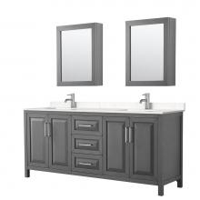 Wyndham Collection WCV252580DKGC2UNSMED - Daria 80 Inch Double Bathroom Vanity in Dark Gray, Light-Vein Carrara Cultured Marble Countertop,